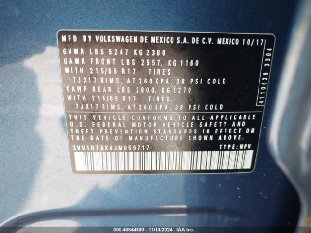 3VV1B7AX4JM059717 Volkswagen Tiguan 2.0t S