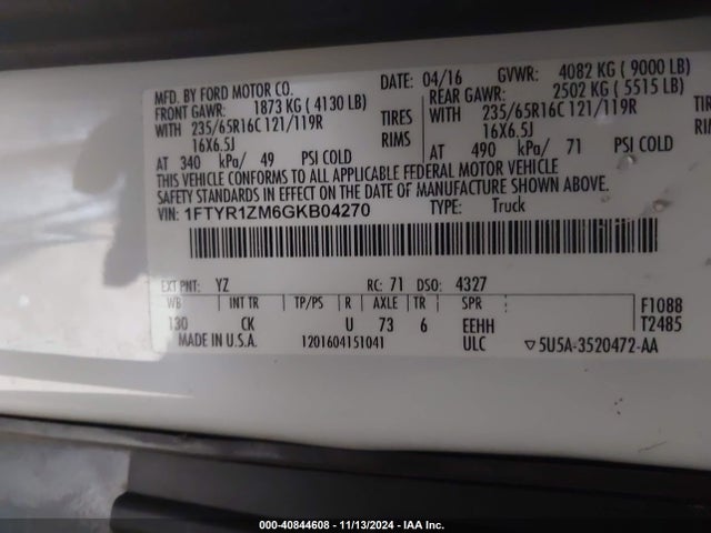Ford Transit-250 2016 1FTYR1ZM6GKB04270 Image 9