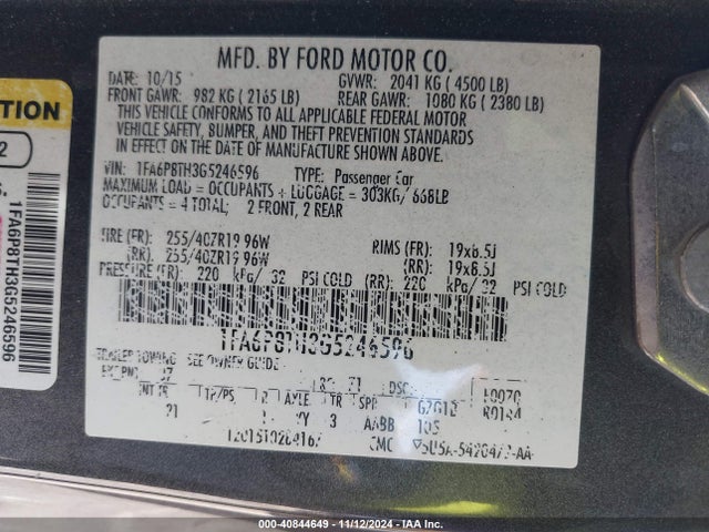 Ford Mustang Ecoboost 2016 1FA6P8TH3G5246596 Image 9