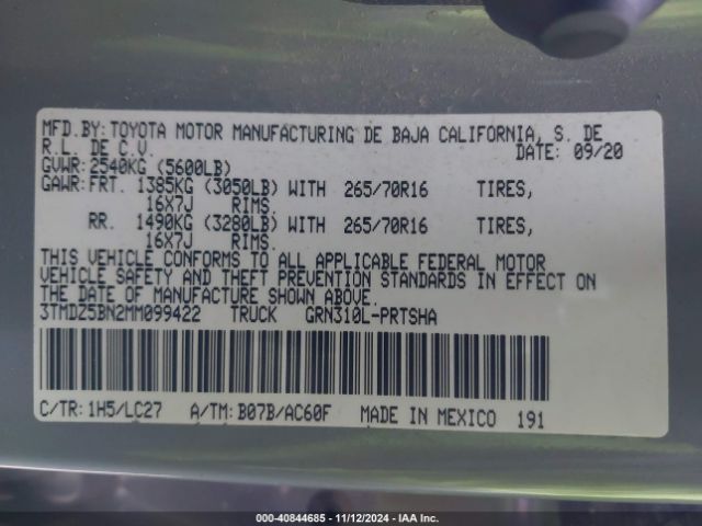 3TMDZ5BN2MM099422 Toyota Tacoma Trd Off-road