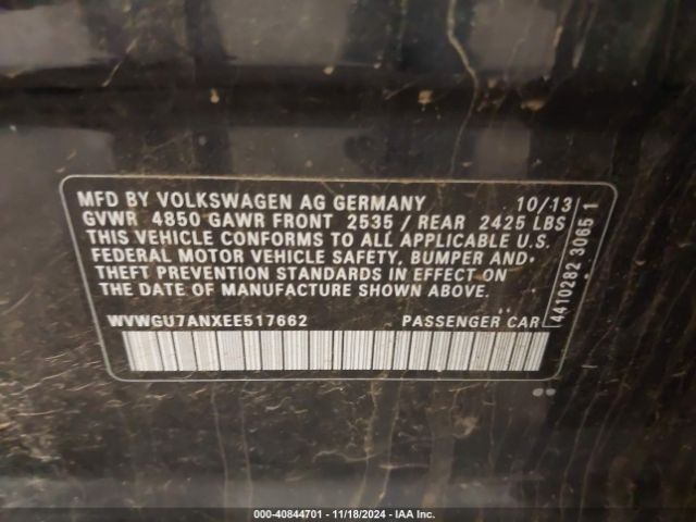 WVWGU7ANXEE517662 Volkswagen Cc 3.6l Vr6 Executive