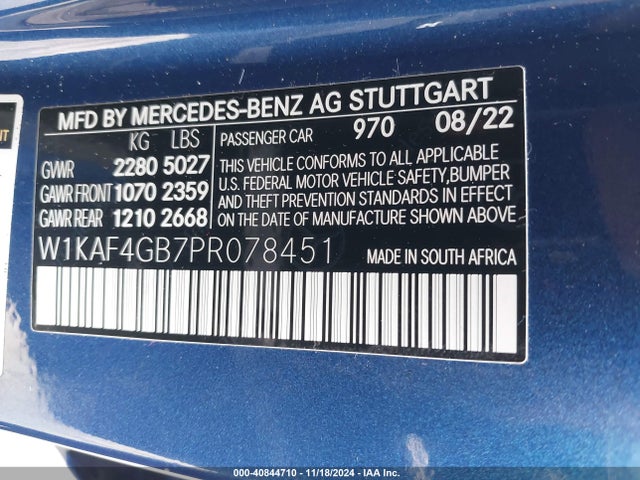 W1KAF4GB7PR078451 Mercedes-Benz C 300 Sedan