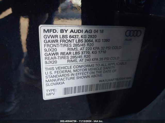WA1LHAF75JD041664 Audi Q7 2.0t Premium