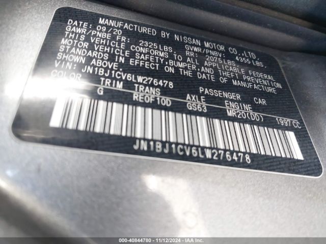 JN1BJ1CV6LW276478 Nissan Rogue Sport Sv Fwd Xtronic Cvt