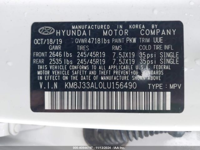 KM8J33AL0LU156490 Hyundai Tucson Sport
