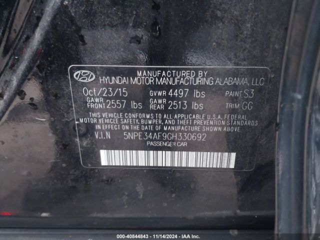 5NPE34AF9GH330692 Hyundai Sonata Limited