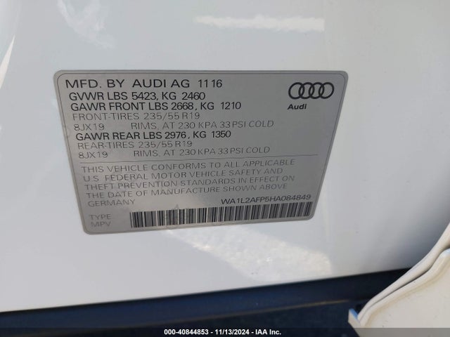 WA1L2AFP5HA084849 Audi Q5 2.0t Premium