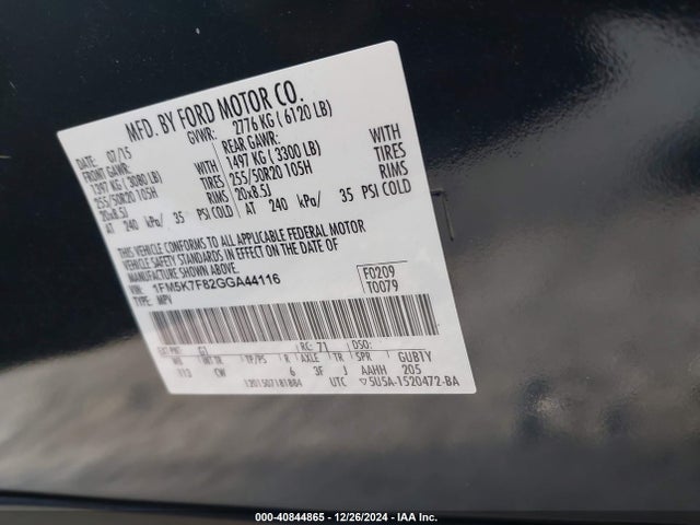 Ford Explorer Limited 2016 1FM5K7F82GGA44116 Image 9