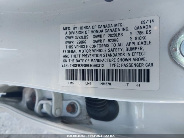 2HGFB2F89EH560312 Honda CIVIC EX