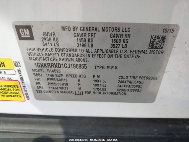 1GKKRRKD1GJ196865 GMC Acadia Slt-1