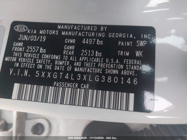 KIA Optima Lx 2020 5XXGT4L3XLG380146 Image 9