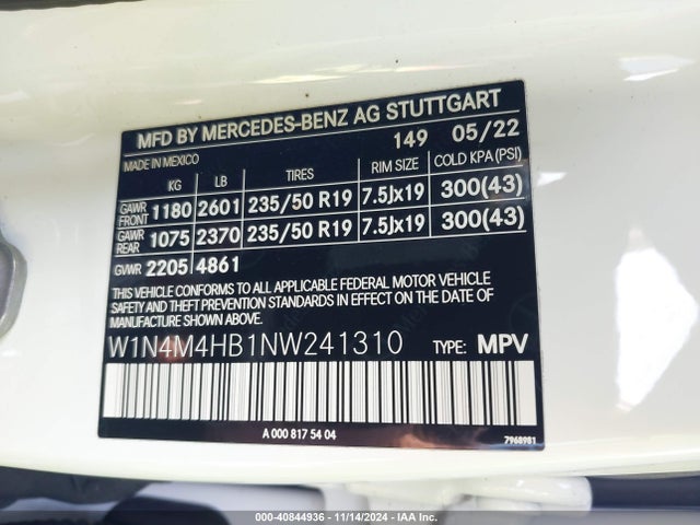 W1N4M4HB1NW241310 Mercedes-Benz Glb 250 4matic