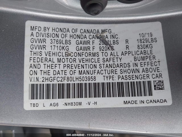 Honda Civic Sport 2020 2HGFC2F80LH503958 Image 9