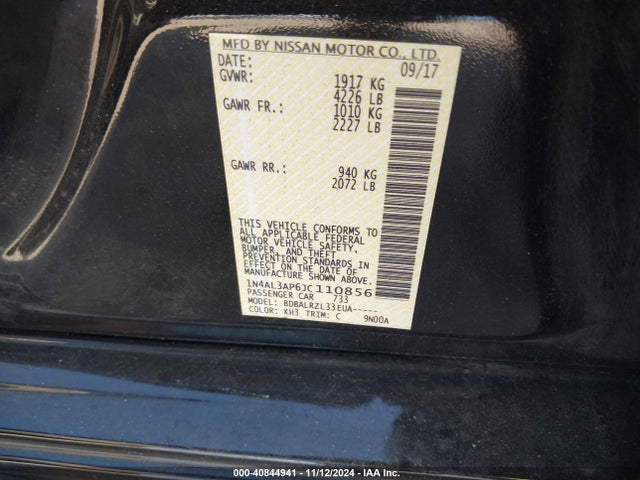 Nissan Altima 2.5 Sl 2018 1N4AL3AP6JC110856 Image 9