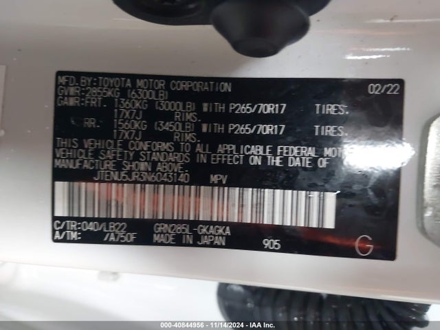 JTENU5JR3N6043140 Toyota 4runner Sr5 Premium