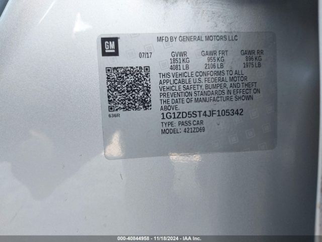 1G1ZD5ST4JF105342 Chevrolet MALIBU LT