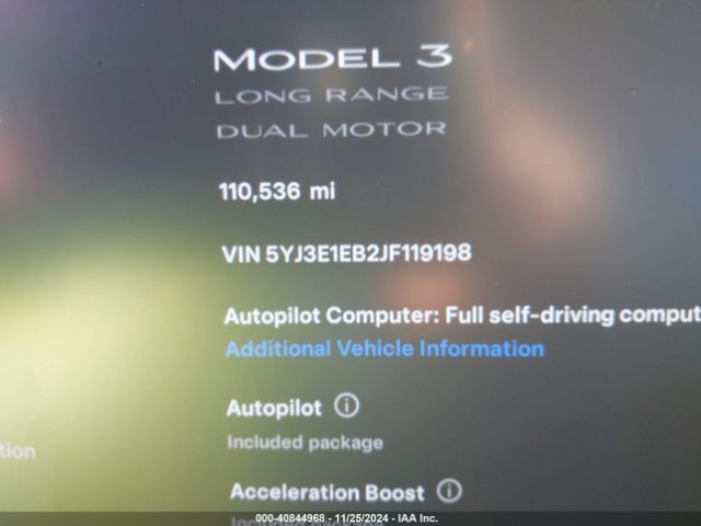 5YJ3E1EB2JF119198 Tesla Model 3 Long Range/performance