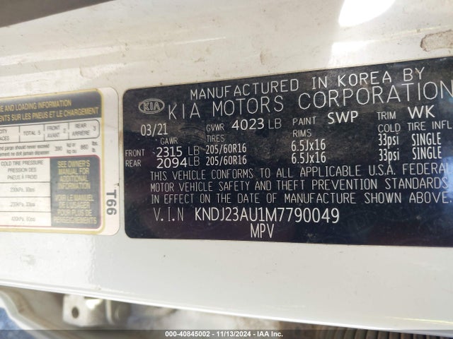 KIA SOUL LX 2021 KNDJ23AU1M7790049 Image 9