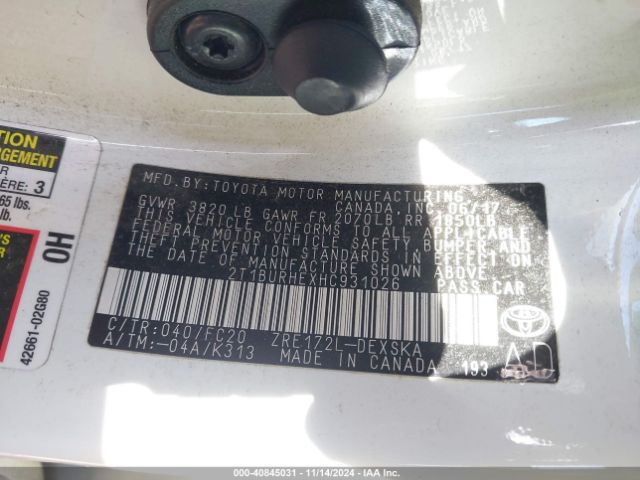2T1BURHEXHC931026 Toyota Corolla L/le/xle/se/xse