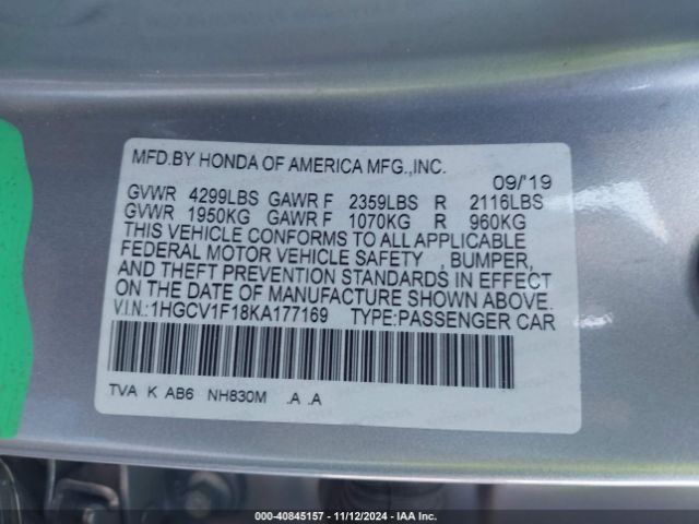 1HGCV1F18KA177169 Honda ACCORD LX