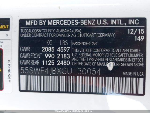 55SWF4JBXGU130054 Mercedes-Benz C 300 Luxury/sport