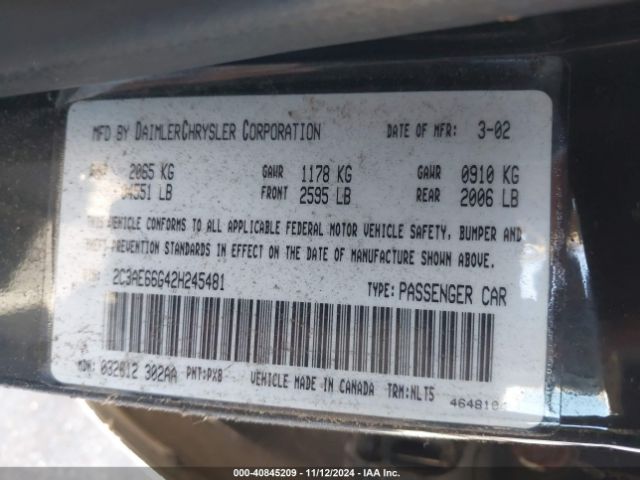2002 CHRYSLER 300M 2C3AE66G42H245481 Photo 8