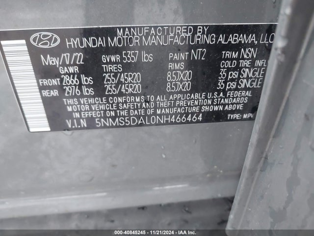 Hyundai Santa Fe Calligraphy 2022 5NMS5DAL0NH466464 Image 9