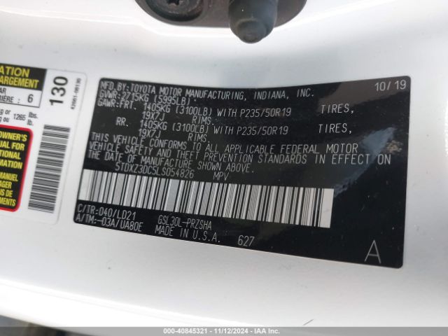 5TDXZ3DC5LS054826 Toyota SIENNA SE
