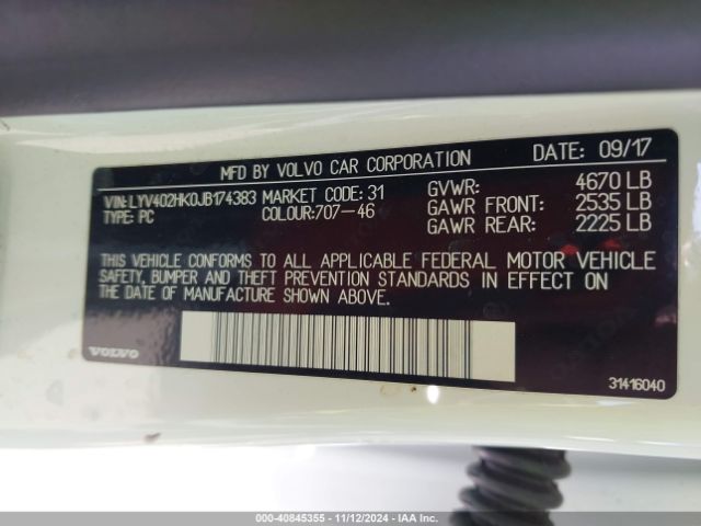 LYV402HK0JB174383 Volvo S60 Inscription T5