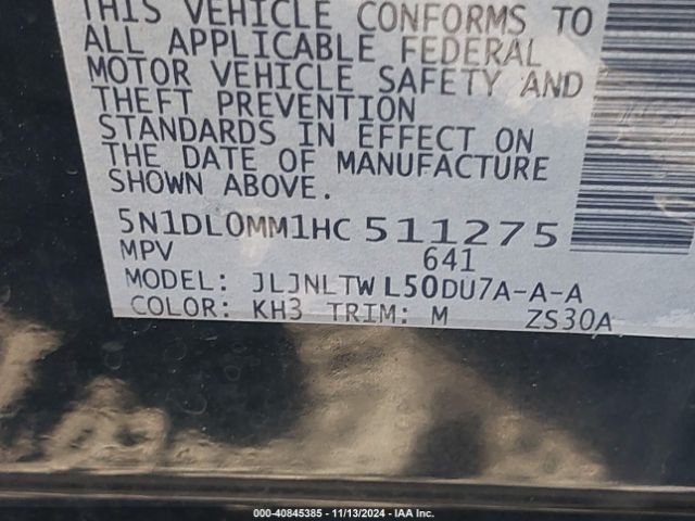 5N1DL0MM1HC511275 Infiniti QX60