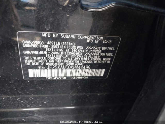 JF2SKAUC0KH444496 Subaru Forester Limited