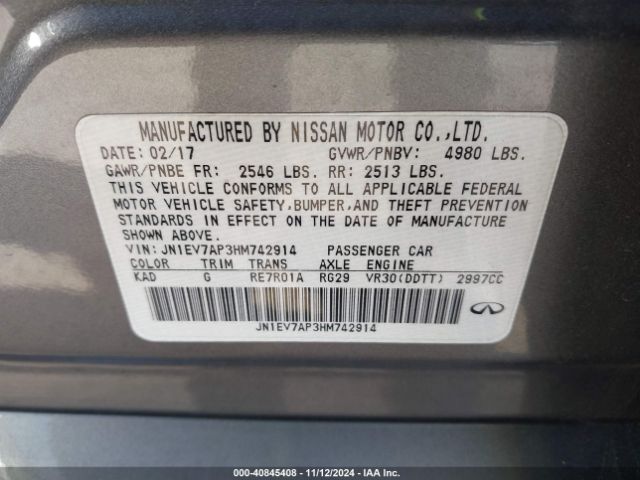 JN1EV7AP3HM742914 Infiniti Q50 3.0t Premium