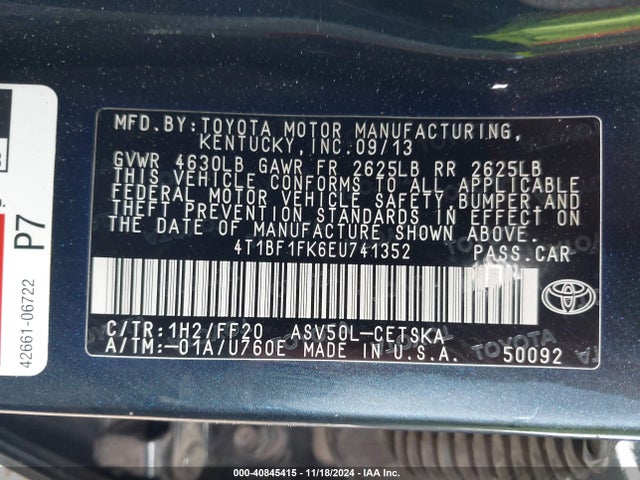Toyota CAMRY SE 2014 4T1BF1FK6EU741352 Image 9