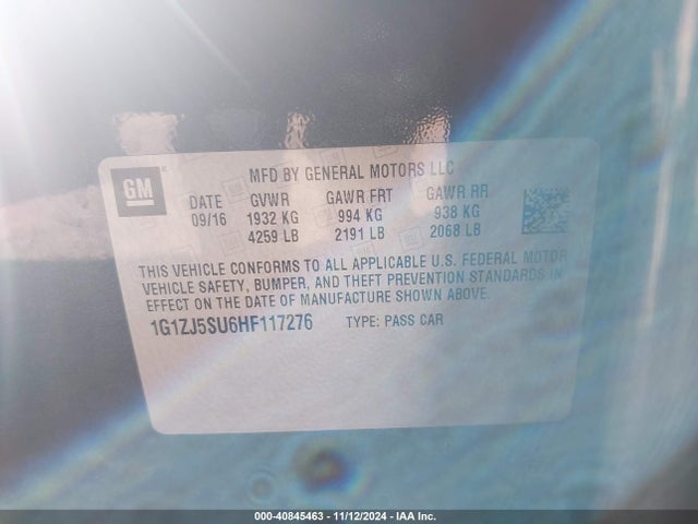 1G1ZJ5SU6HF117276 Chevrolet MALIBU HYBRID