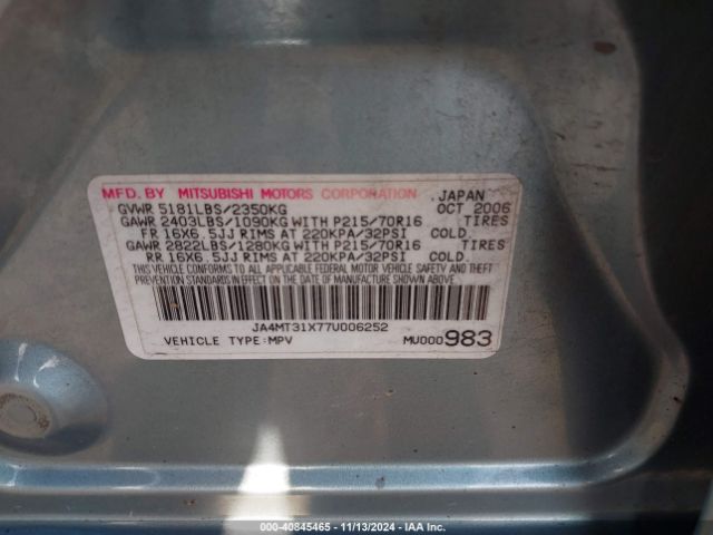 2007 MITSUBISHI OUTLANDER JA4MT31X77U006252 Photo 8
