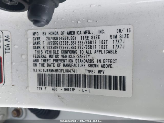 5J6RM4H53FL084741 Honda CR-V EX