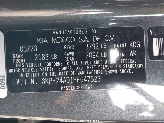KIA FORTE LX 2023 3KPF24AD1PE647523 Image 9