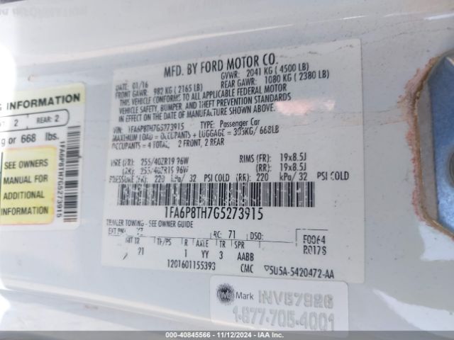 1FA6P8TH7G5273915 Ford Mustang Ecoboost