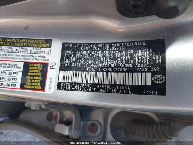 Toyota CAMRY LE 2017 4T1BF1FK2HU322905 Image 9
