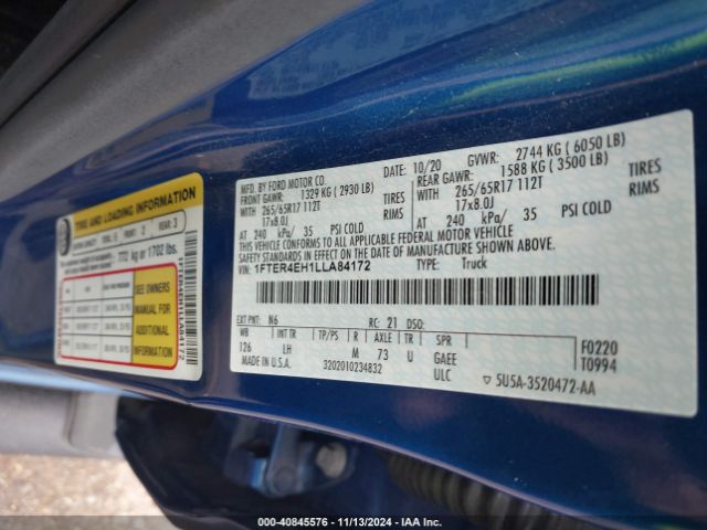 1FTER4EH1LLA84172 Ford Ranger Xlt