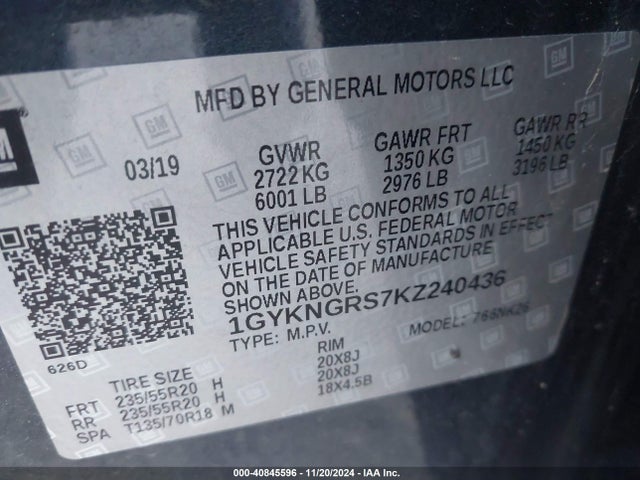 2019 CADILLAC XT5 1GYKNGRS7KZ240436 Photo 8