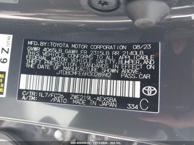 JTDBCMFE6R3028942 Toyota Corolla Hybrid Se