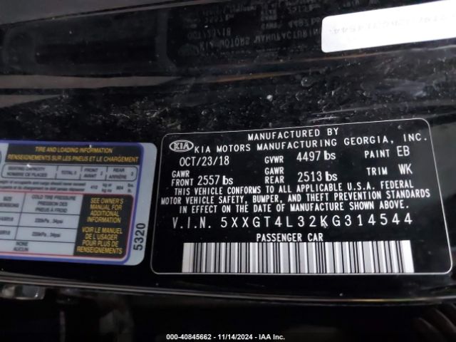 5XXGT4L32KG314544 KIA Optima S