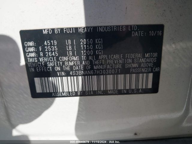 4S3BNAN67H3030071 Subaru Legacy 2.5i Limited