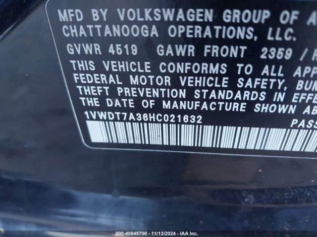 1VWDT7A36HC021632 Volkswagen Passat 1.8t R-line