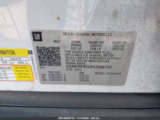 Chevrolet Traverse Ls 2017 1GNKRFED2HJ348702 Image 9
