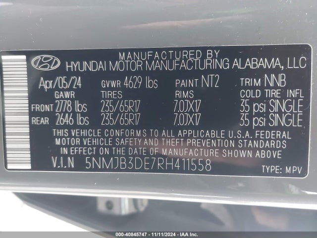 Hyundai TUCSON SEL 2024 5NMJB3DE7RH411558 Image 9
