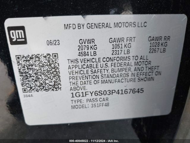 1G1FY6S03P4167645 Chevrolet Bolt Euv Fwd Lt