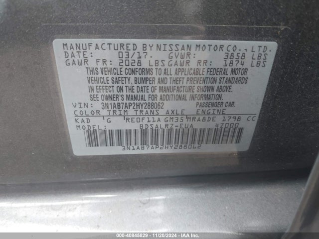 Nissan SENTRA SR 2017 3N1AB7AP2HY288062 Image 9