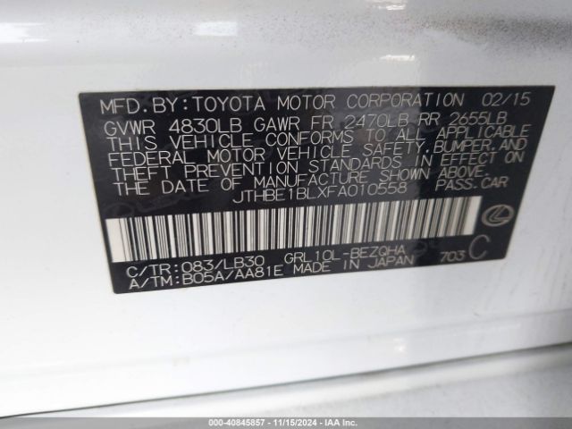 JTHBE1BLXFA010558 Lexus GS 350